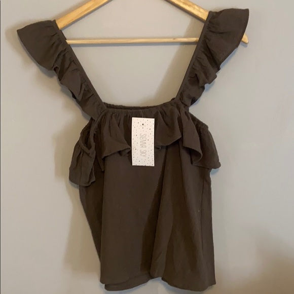 Camo green cute ruffle tank NWT - Picture 2 of 4